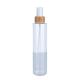 220ml Transparent Cylindrical Clear Bottle With White Spray For Cosmetic Bamboo Bottle