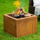 Outdoor Wood Burning Square Metal Fire Pit 600 X 600 X H500mm