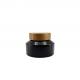 Black Glass Cosmetic Cream Jar With Bamboo Lid 30ml 50ml Facial Cream Containers