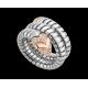  Serpenti Tubogas ring in 18 kt pink gold, steel and pavé diamonds Ref. AN856666