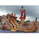 PVC Commercial Grade Giant Pirate Ship Inflatable Dry Slide With Climbing Ladder