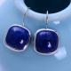 925 Sterling Silver Square Natural Lapis Lazuli Dorp Earrings(034607W)