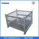 Industrial warehouse folding stackable storage wire mesh basket container
