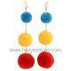 Fashion Bohemian Colorful Pom Pom Long Drop Earrings For Women Party Jewelry Accessories 