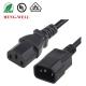 Black US Power Extension Cord , 10A 15A 125V 250V 18AWG Computer Power Cord
