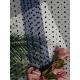 Navy Dot Tulle Flocked Mesh Fabric For Lady Evening Dress