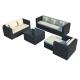 Luxury Modern Patio Garden Furniture Black Rattan Outdoor Sofa Coffee Table Set Steel Rattan Chair Outdoor Furniture