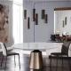 Modern Luxury Kitchen round metal Dining Table with Ceramic Top 6/8 Chairs Dining Set for Dining Room
