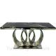 Modern Style Rectangle Marble Dining Table White Table And Gold Trestle Base