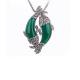Thai 925 Silver Double Fishes Green Agate Pendant with Sterling Silver Chain (N11066GREEN)
