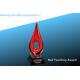 expression crystal red teardrop award/glass teardrop trophy/glass red teardrop award