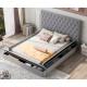 OEM Full Size Upholstery Low Profile Storage Platform Bed with Storage Space on both Sides & Footboard bed furniture for