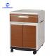 Movable Medical Room Furniture ABS Plastic Steel Hospital Storage Bedside Table with Casters