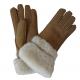 High Quality Lambskin Fur Gloves Shearling Sheepskin Fashion Gloves With Fur Trim Cuff