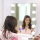 Hollywood Style Led MakeUp Mirror With Lights Bulbs / Clock , Led Light Portable Mirror