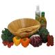 Unbreakable Bamboo Salad Set With Serving Spoons And Dressing Tray