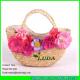 LUDA wholesale kids beach straw tote natural wheat straw flower bags