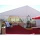 White Roof Outdoor Wedding Tent Transparent Side Wall With Elegant Curtains