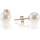 18K Gold Plated Sterling Silver Round Stud Freshwater Cultured Pearl Earrings for Women