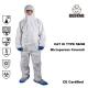 CAT III EN14126 TYPE 5B/6B White Microporous Film Coverall For Medical and Hospital