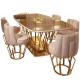 Room Furniture Apartment Luxury Dining Sets Golden Stainless Steel Glass