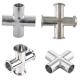 Custom ISO Sanitary Stainless Steel 304 316 4 Way Pipe Fitting Welding Clamped Cross