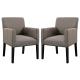 Farmhouse Gray Accent Chair With Arms , Modern Fabric Dining Chairs Upholstered