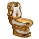 Flushing Button Type Upper-pressing Two-end Gold Color One Pieces Toilet for Bathroom