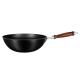 Family 32cm Stir Frying Pan Traditional Carbon Steel Wok 2.35kg With Wooden Handle