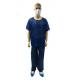Nonwoven Disposable Scrub Suits Surgical Nurse Coat Pink Dark Blue Color