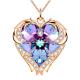 18 Inch 8.2 Silver Jewelry Big Heart Necklace With Austrian crystal Crystal Gold Colorful Crystal Trendy Necklace