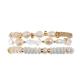 Fresh Water Pearl Gold Space Beaded Stacked Stretchy Bracelet For Lady