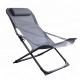 Grey Folding Beach Lounge Chair Aluminum Frame Foldable Beach Lounge Chaise For Lawn Deck