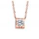 Stainless Steel Jewelry Fashion Pendant Necklace Diamond Round Pink Gold Necklace