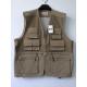 Fishing vest 035 in taffeta fabric, khaki color, water proof, quick dry function, S-3XL