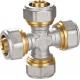 Sand Blast Nickel Plated Brass Pex-al-pex Fitting PF5010 Equal Diameter Four-way For Processing Technic