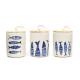 Geometric Ocean Blue Ceramic Canister Sets Tea Coffee Sugar Storage Jar For Kitchen With Lid And Silicon Ri