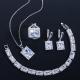 White Gold Color Luxury Bridal CZ Crystal Necklace and Earring Sets Big Wedding Jewelry Sets For Brides
