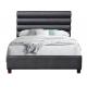 Black PU Leather Upholstered Bed Frame Queen Size Bedroom Funiture