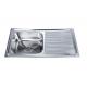 India Hot Sale Single Bowl With Drainboard Stainless Steel Sink