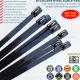 316/304 Stainless Steel Ball-lock Cable Tie 200mm x 7.9 with Black Epoxy Fully Coating (380lbs) for Outdoor Fence