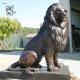 BLVE Sitting Bronze Lion Statues Life Size Garden Art Metal Animal Sculpture Outdoor Decorative