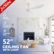 52 Inch White Ceiling Fan With Dimmable LED Light And Remote Control DC Motor