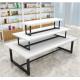 Mdf And Metal 3 Layers Makeup Storage Stand , White Table Top Display Stand