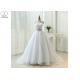 Pleating Chiffon Pure White Wedding Dress / Strapless Ball Gown Beading Belt