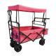 Collapsible Outdoor Camping Wagon With Roof Folding Stroller Wagon For Kids