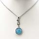 Sterling Silver Blue Chalcedony Pendant  925 Silver Rolo Chain Necklace 18 Inches(PSJ0164)