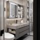 Modern Style Graphic Design Wash Basin Mirror Cabinet Gray Single Sink Wood