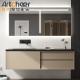 Rectangle Modern Style Bathroom Cabinet Wood Luxury Vanity Set with Floor Mounted Sink