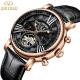 KINYUED Skeleton Leather Band Mechanical Men Watch tourbillon watch automatic
